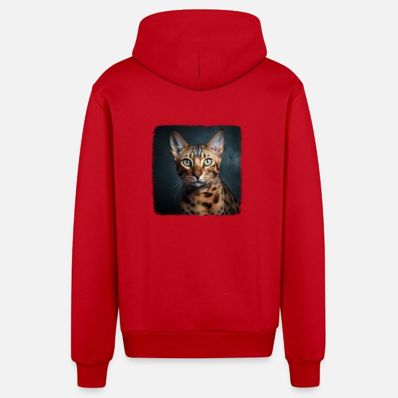 Ocicat Chaton Ocicat Chat - Veste à capuche bio décontractée fabriquée en UE - rouge