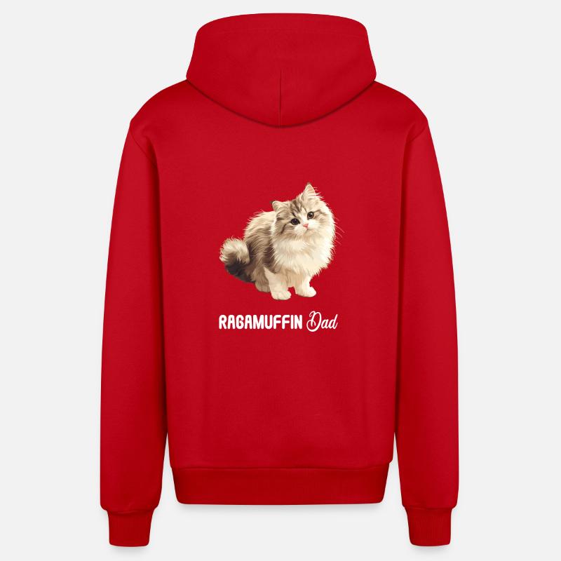 Ragamuffin Chaton Ragamuffin Chat - Veste à capuche bio décontractée fabriquée en UE - rouge