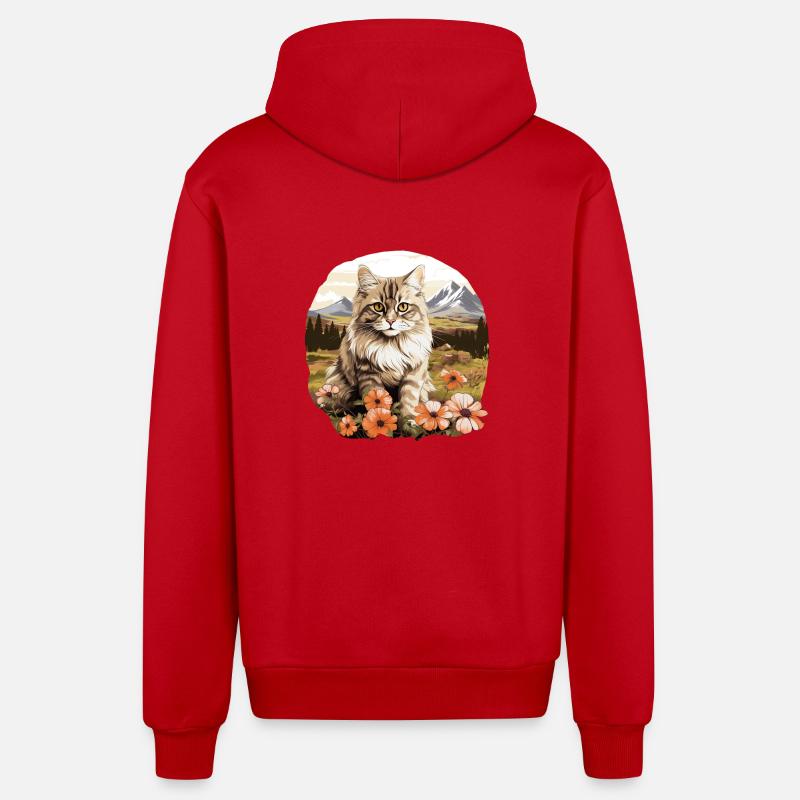 Ragamuffin Chaton Ragamuffin Chat - Veste à capuche bio décontractée fabriquée en UE - rouge