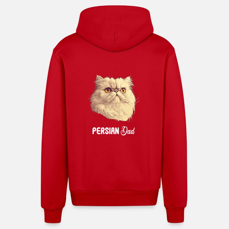 Chat persan Perserkatze - Veste à capuche bio décontractée fabriquée en UE - rouge