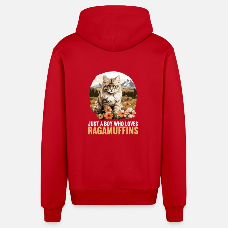 Ragamuffin Chaton Ragamuffin Chat - Veste à capuche bio décontractée fabriquée en UE - rouge