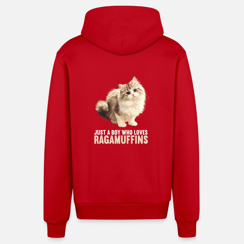 Ragamuffin Chaton Ragamuffin Chat - Veste à capuche bio décontractée fabriquée en UE - rouge
