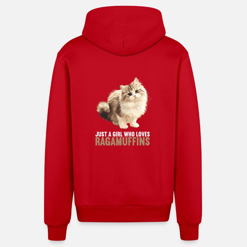 Ragamuffin Chaton Ragamuffin Chat - Veste à capuche bio décontractée fabriquée en UE - rouge