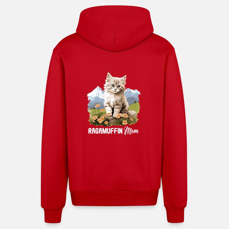 Ragamuffin Chaton Ragamuffin Chat - Veste à capuche bio décontractée fabriquée en UE - rouge