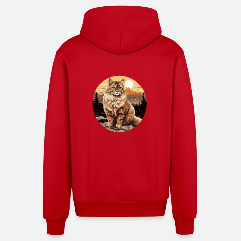 Chat sibérien Sibirische Katze - Veste à capuche bio décontractée fabriquée en UE - rouge