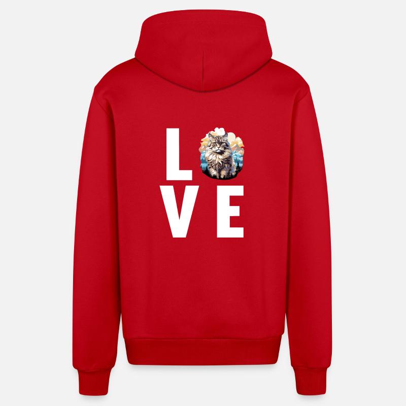 Chat Sibérien Sibirische Katze - Veste à capuche bio décontractée fabriquée en UE - rouge