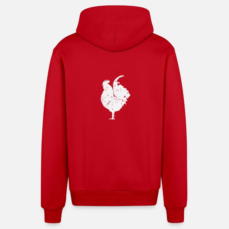 Coq coq - Veste à capuche bio décontractée fabriquée en UE - rouge
