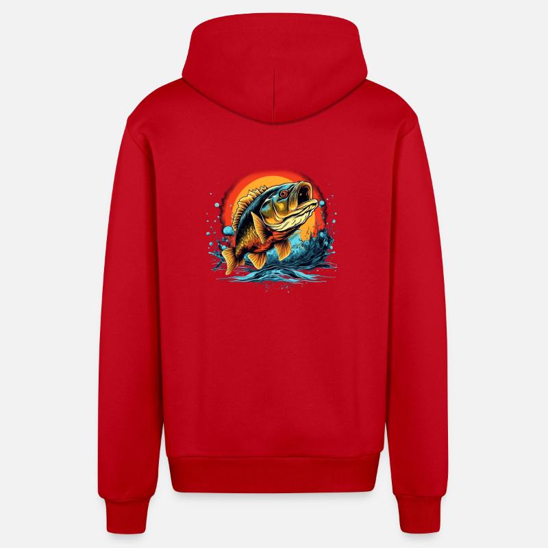 Poisson bar - Veste à capuche bio décontractée fabriquée en UE - rouge