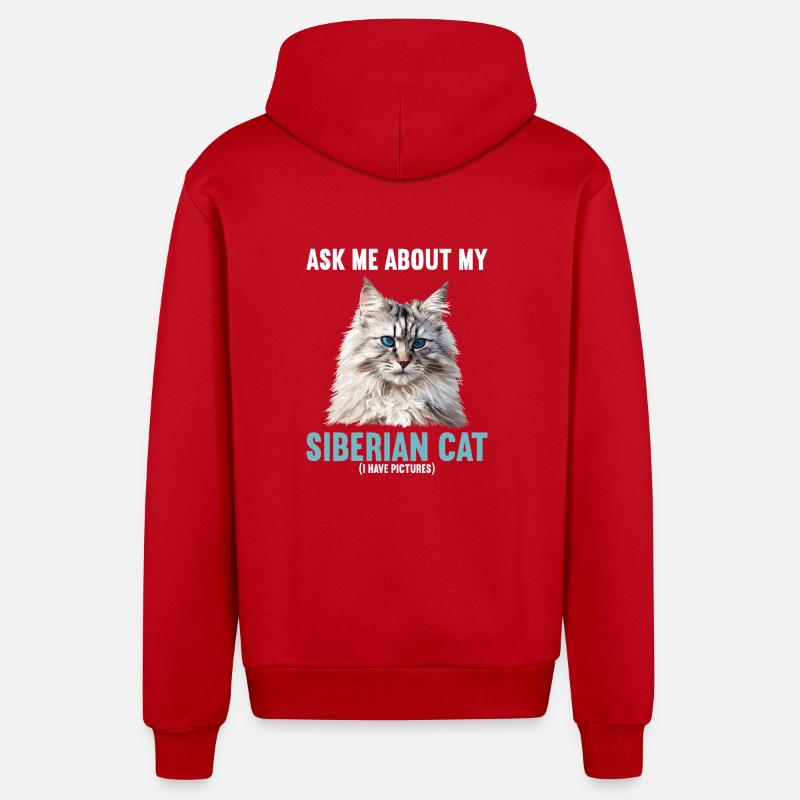 Chat Sibérien Sibirische Katze - Veste à capuche bio décontractée fabriquée en UE - rouge