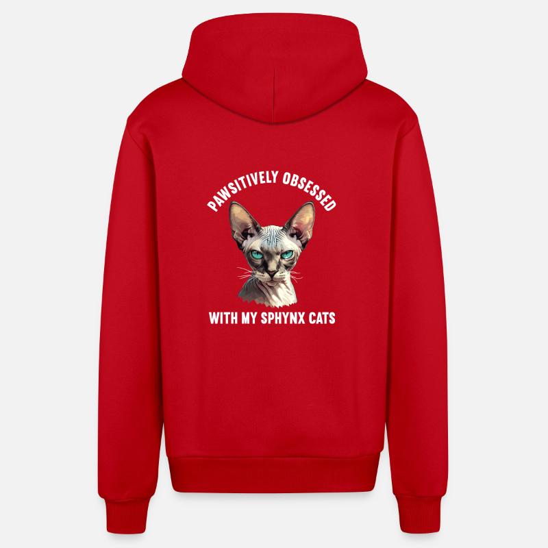 Sphynx Kätzchen Sphynx Katze - Organic Relaxed Kapuzenjacke Made in EU - Rot