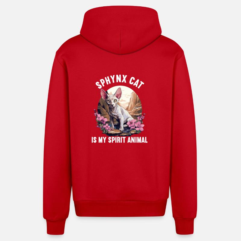 Sphynx Kätzchen Sphynx Katze - Organic Relaxed Kapuzenjacke Made in EU - Rot