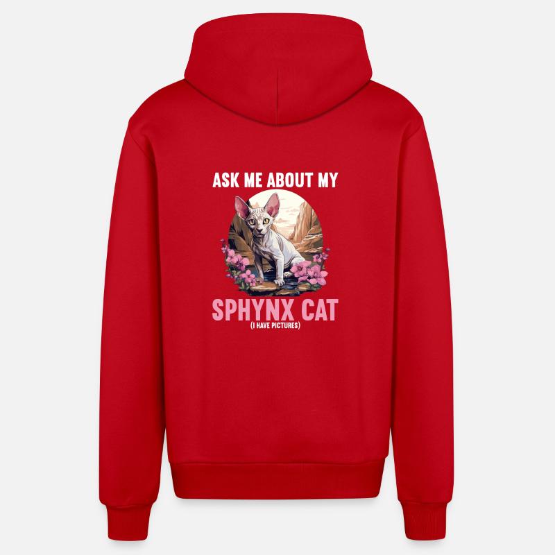 Sphynx Kätzchen Sphynx Katze - Organic Relaxed Kapuzenjacke Made in EU - Rot