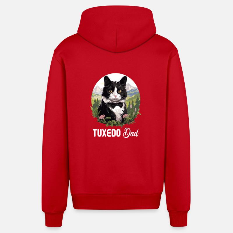 Tuxedo Chaton Tuxedo Cat - Veste à capuche bio décontractée fabriquée en UE - rouge