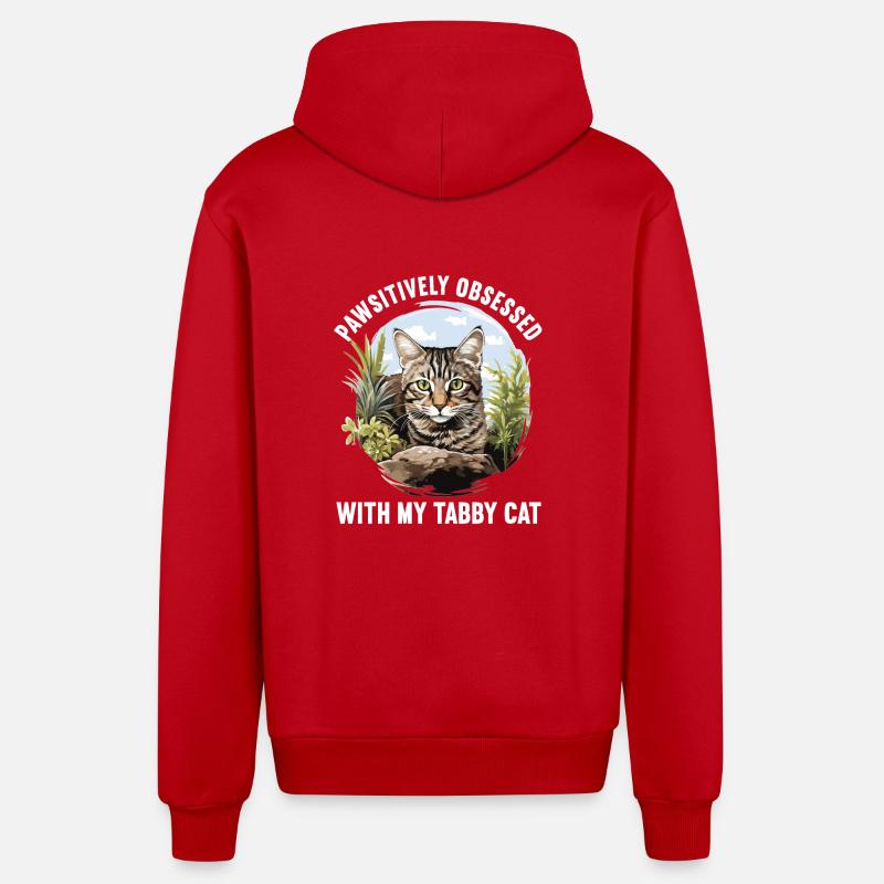 Tabby Kitten Tabby Cat - Organic Relaxed Hooded Jacket Made in EU - red