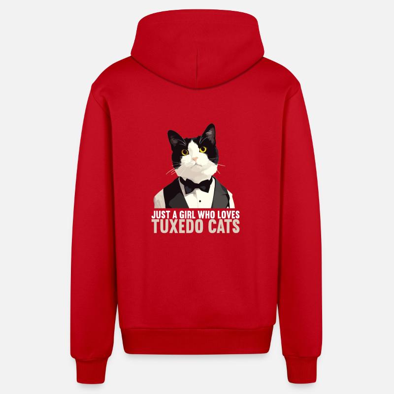 Tuxedo Chaton Tuxedo Cat - Veste à capuche bio décontractée fabriquée en UE - rouge