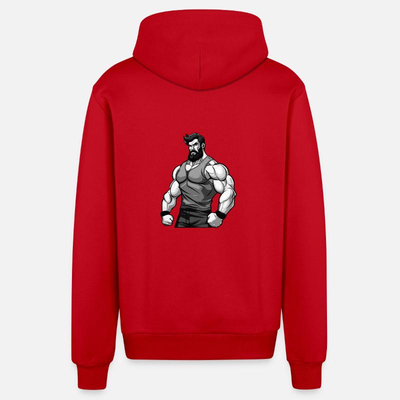Muscles de bodybuilder d’entraînement - Veste à capuche bio décontractée fabriquée en UE - rouge