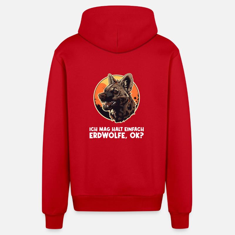 Aardwolves Aardwolf - Organic Relaxed Hooded Jacket Made in EU - red