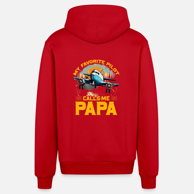Mon pilote préféré m’appelle Papa - Veste à capuche bio décontractée fabriquée en UE - rouge