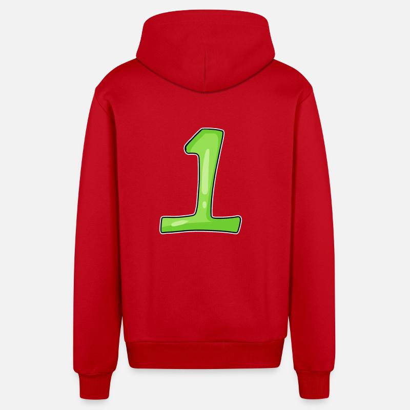 Numéro 1 Vert - Veste à capuche bio décontractée fabriquée en UE - rouge