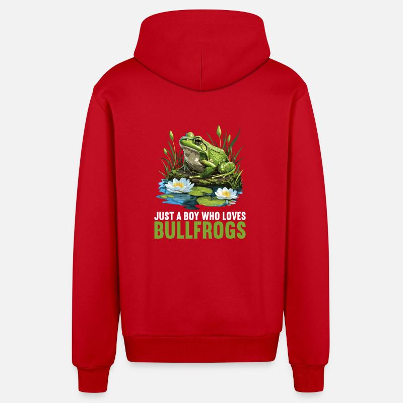 Grenouille-taureau Grenouille-taureau - Veste à capuche bio décontractée fabriquée en UE - rouge