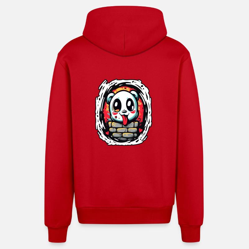Cool drôle coquin panda ours - Veste à capuche bio décontractée fabriquée en UE - rouge