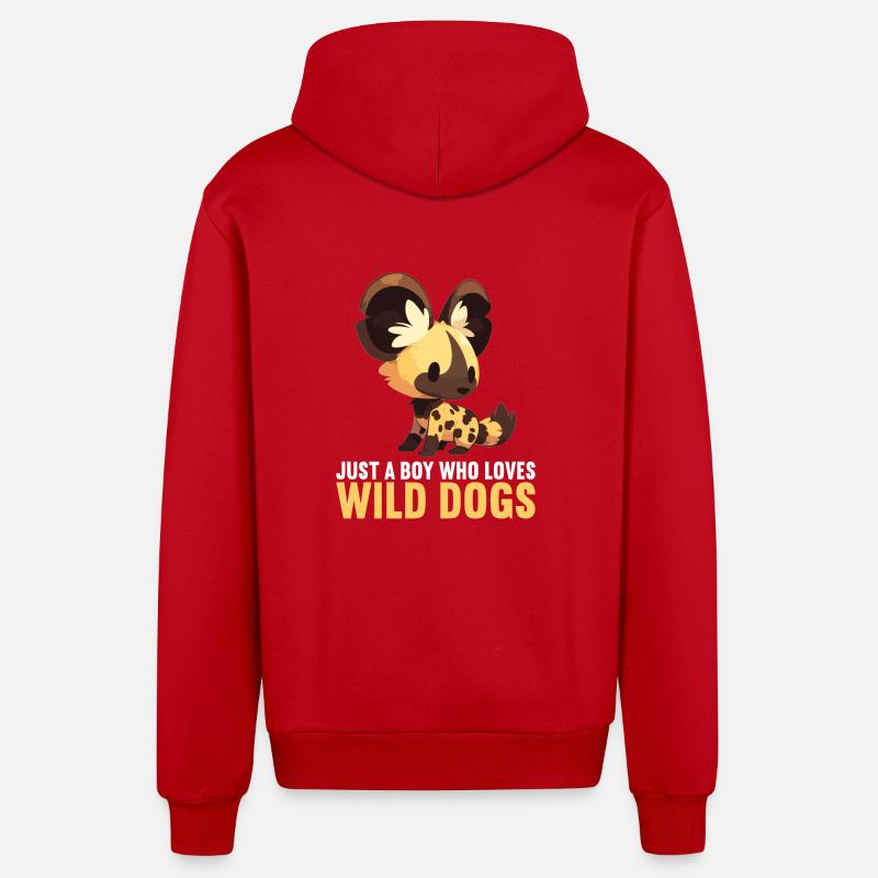 Chiens sauvages Chien sauvage - Veste à capuche bio décontractée fabriquée en UE - rouge