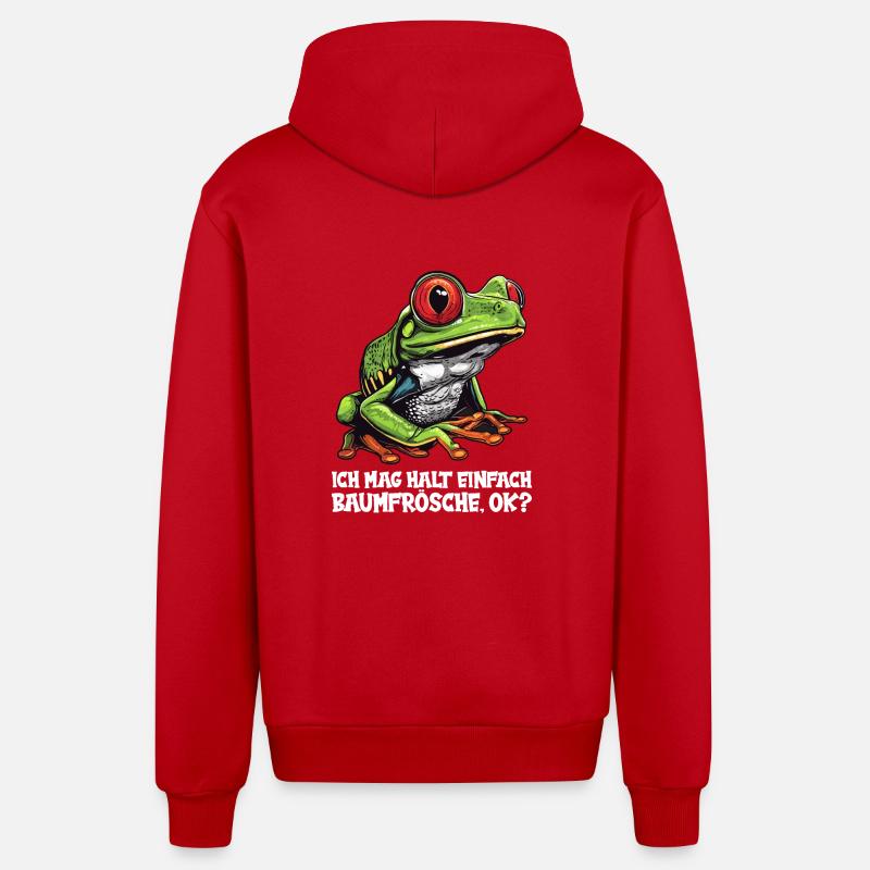 Tree Frog Baumfrösche Baumfrosch - Organic Relaxed Hooded Jacket Made in EU - red