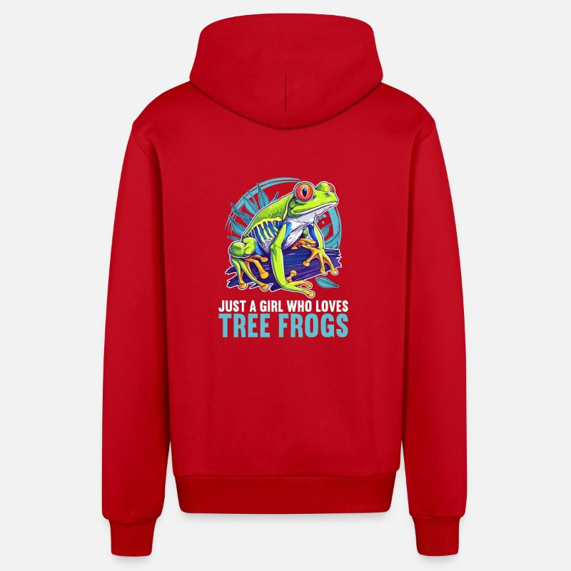 Rainette Baumfrösche Baumfrosch - Veste à capuche bio décontractée fabriquée en UE - rouge