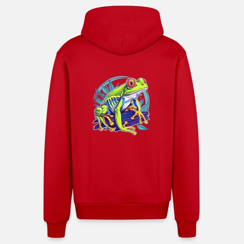 Rainette Baumfrösche Baumfrosch - Veste à capuche bio décontractée fabriquée en UE - rouge
