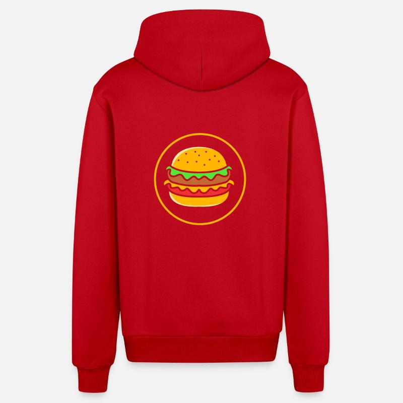 Cheeseburger - Veste à capuche bio décontractée fabriquée en UE - rouge