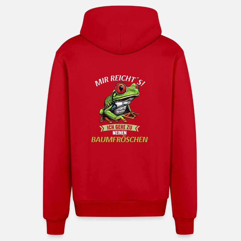 Tree Frog Baumfrösche Baumfrosch - Organic Relaxed Hooded Jacket Made in EU - red