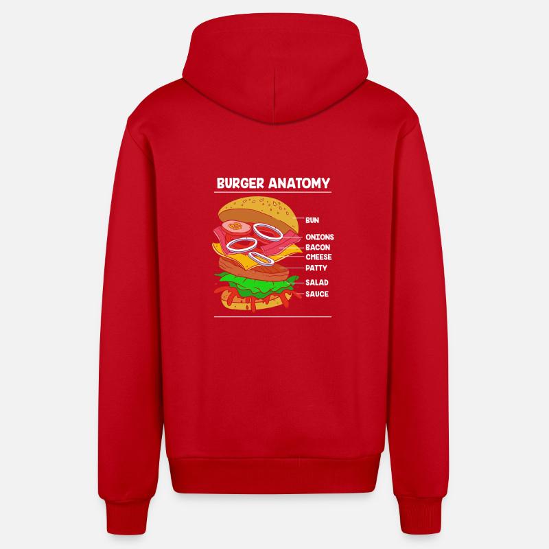 Anatomie du cheeseburger - Veste à capuche bio décontractée fabriquée en UE - rouge
