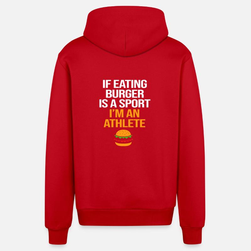 Cheeseburger - Veste à capuche bio décontractée fabriquée en UE - rouge