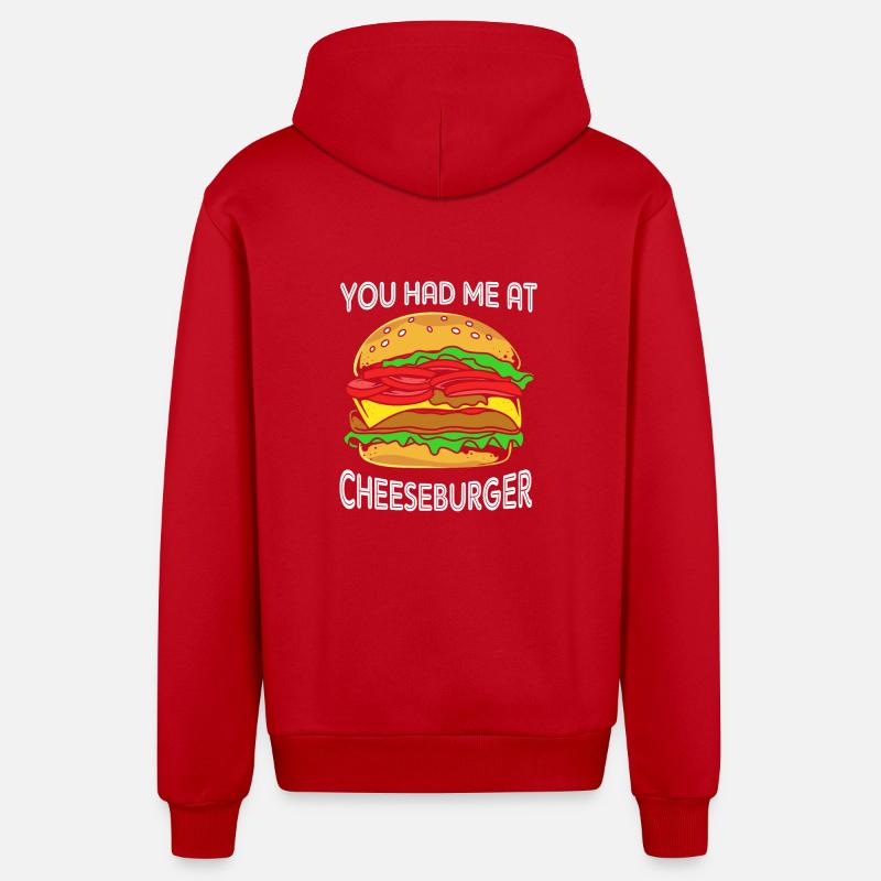 Burger au fromage - Veste à capuche bio décontractée fabriquée en UE - rouge
