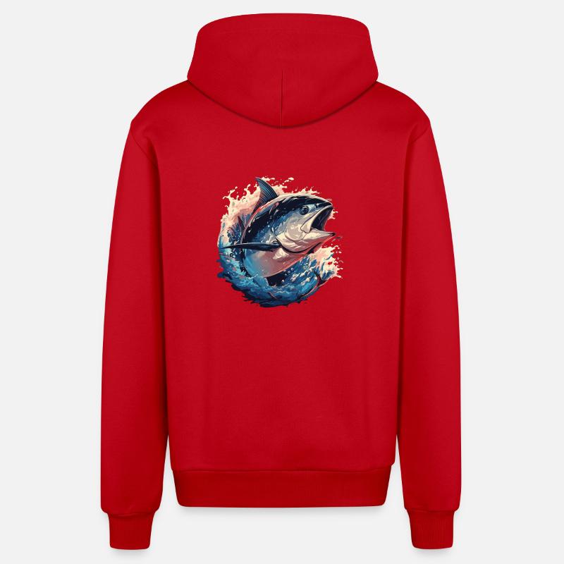 Thon Thunfische Thunfisch - Veste à capuche bio décontractée fabriquée en UE - rouge