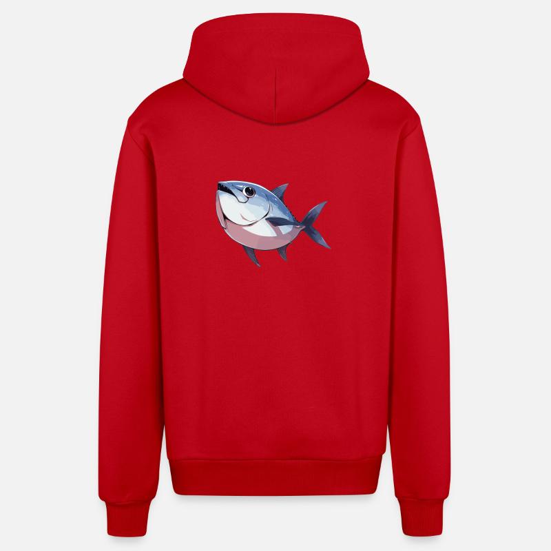 Thon Thunfische Thunfisch - Veste à capuche bio décontractée fabriquée en UE - rouge