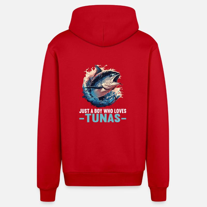 Thon Thunfische Thunfisch - Veste à capuche bio décontractée fabriquée en UE - rouge