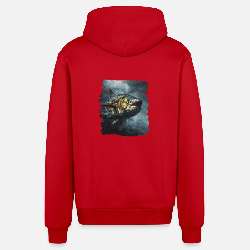 Thon Thunfische Thunfisch - Veste à capuche bio décontractée fabriquée en UE - rouge