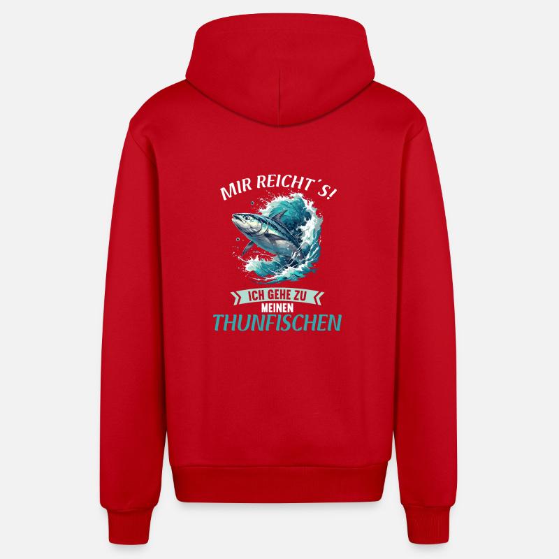Thon Thunfische Thunfisch - Veste à capuche bio décontractée fabriquée en UE - rouge