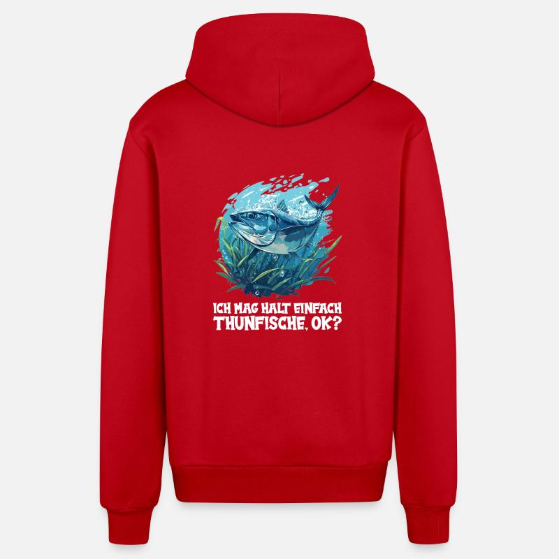 Thon Thunfische Thunfisch - Veste à capuche bio décontractée fabriquée en UE - rouge