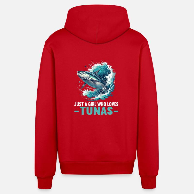 Thon Thunfische Thunfisch - Veste à capuche bio décontractée fabriquée en UE - rouge