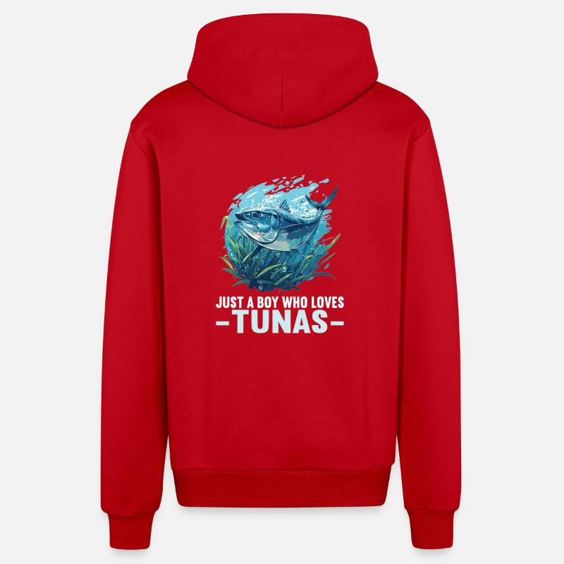 Thon Thunfische Thunfisch - Veste à capuche bio décontractée fabriquée en UE - rouge