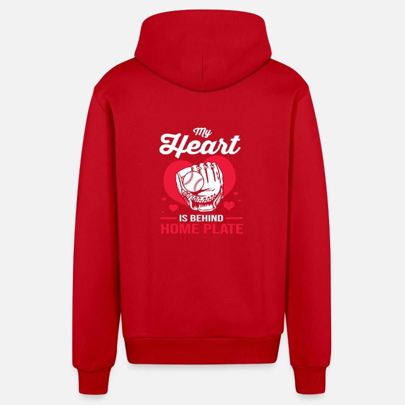 Base-ball - Veste à capuche bio décontractée fabriquée en UE - rouge