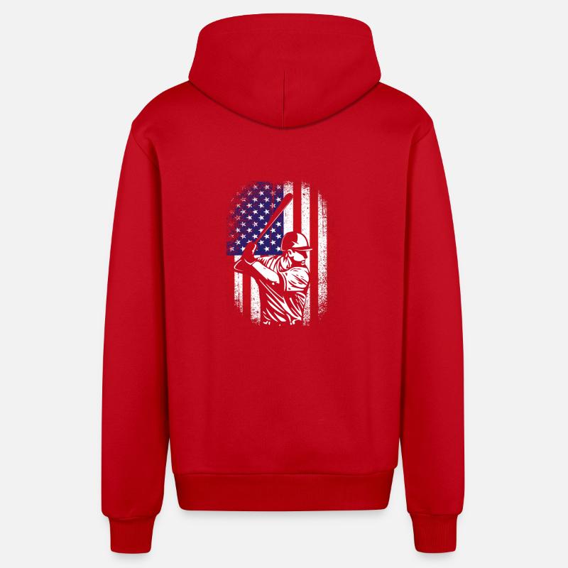 Baseball États-Unis - Veste à capuche bio décontractée fabriquée en UE - rouge