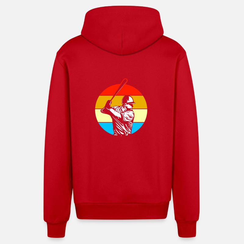 Baseball Retro - Organic Relaxed Kapuzenjacke Made in EU - Rot