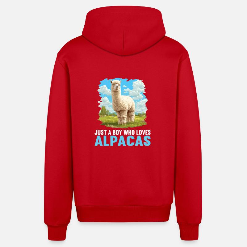 Alpaca Alpacas Alpaca - Organic Relaxed Hooded Jacket Made in EU - red