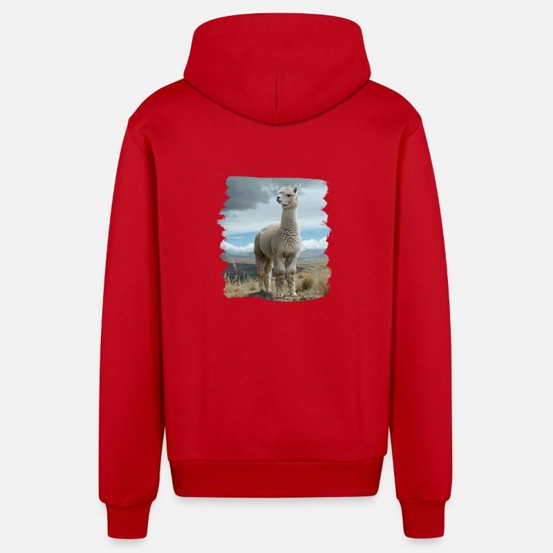Alpaca Alpacas Alpaca - Organic Relaxed Hooded Jacket Made in EU - red