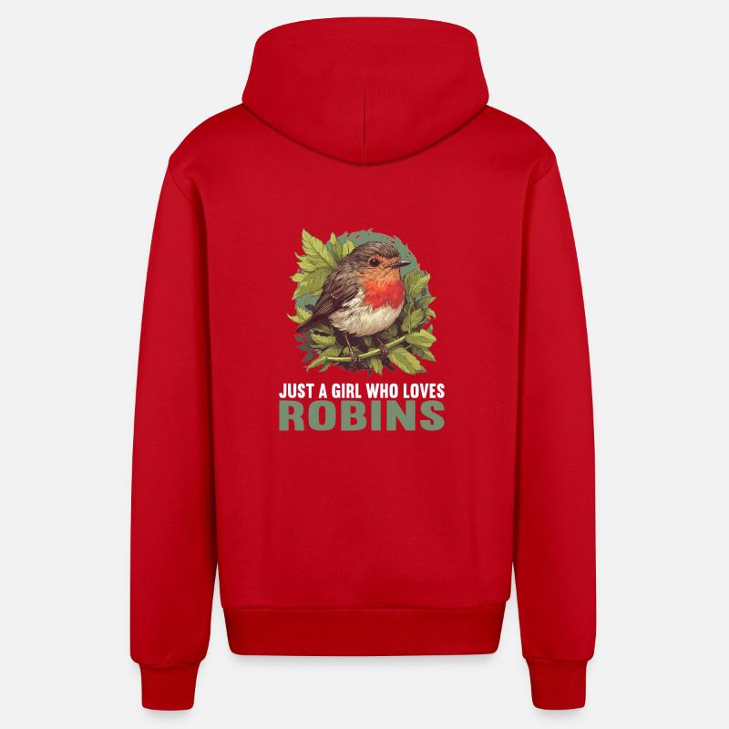 Robin Rotkehlchen - Veste à capuche bio décontractée fabriquée en UE - rouge