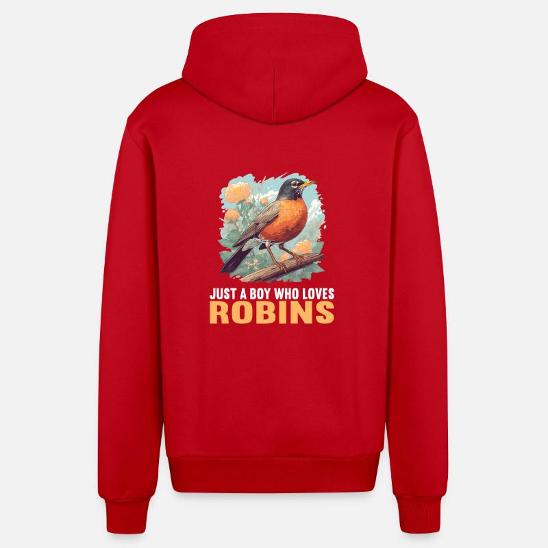 Robin Rotkehlchen - Veste à capuche bio décontractée fabriquée en UE - rouge
