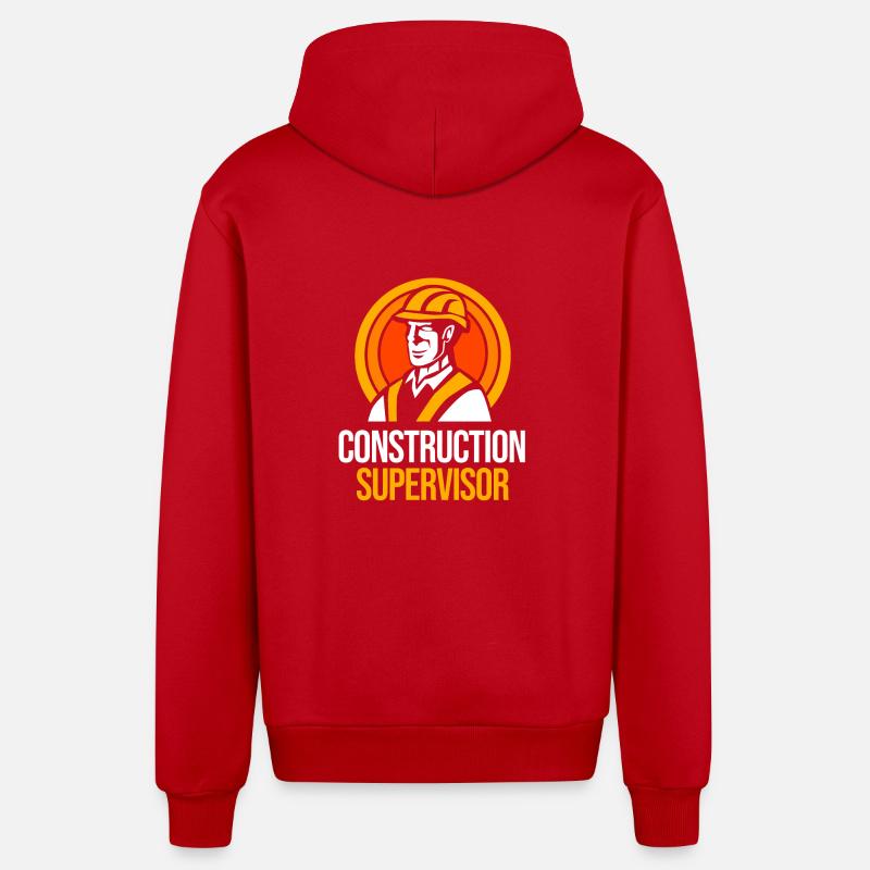 Chantier de construction - Veste à capuche bio décontractée fabriquée en UE - rouge